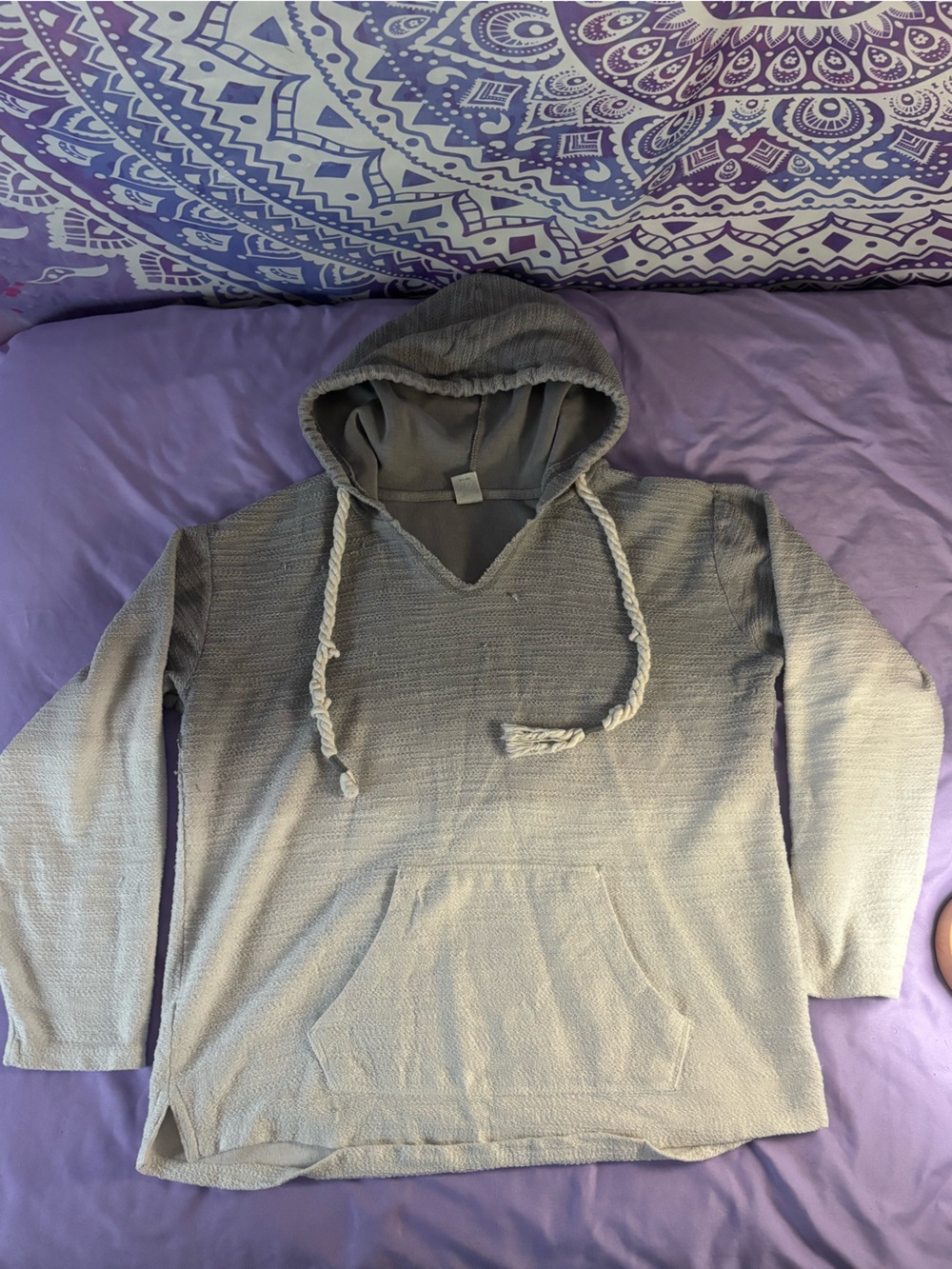 Women's Lightweight Gray Hooded Pullover Sweatshirt